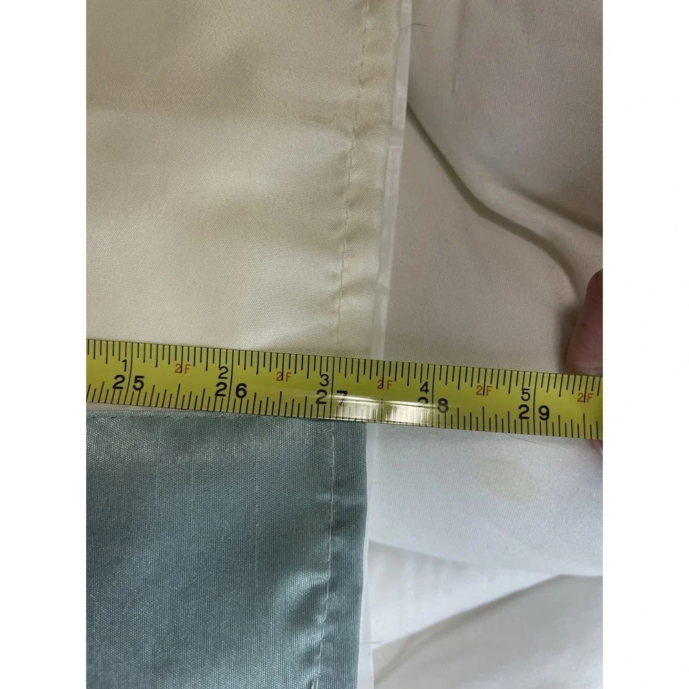 Latte Cappuccino Embroidered Café Tier Curtains 29x24 Beige/Blue Rod Pocket